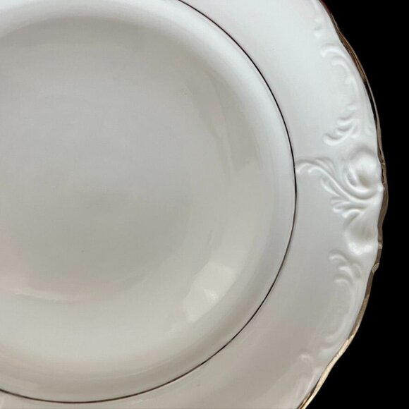 Vintage Wawel Poland 4 China Dinner Plates 10.5 Embossed White Platinum Trim - Picture 6 of 8